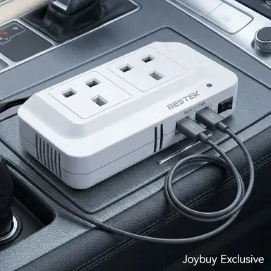 BESTEK 200W Car Power Inverter 12V to 230V/240V Dual AC Outlet with 4 USB Ports Portable Vehicle Charger Adapter