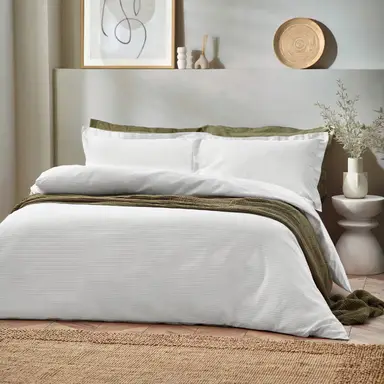 Yard Duvet Cover Set Waffle 100% Cotton White Single