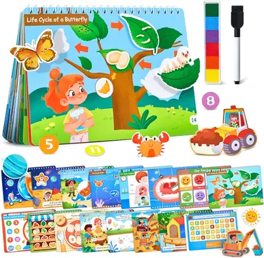 JoyCat Preschool Busy Book for Toddlers 4-5, Learning Activities Books, Educational Sensory Toys, Autism Learning Material, Back to School, Birthdays Presents for Boys Girls (STEAM)