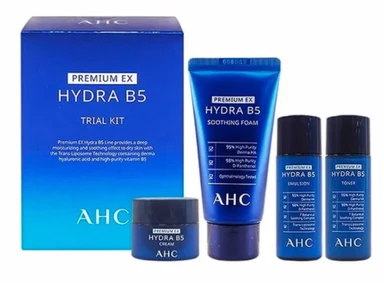 AHC Premium EX Hydra B5 Probier-Set (Toner 20 ml + Emulsion 20 ml + Creme 7 ml + beruhigender Gesichtsschaum 30 ml)