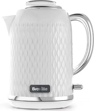 Breville Curve Electric Kettle, 1.7L, 3KW Fast Boil, Textured, White & Chrome - VKT117