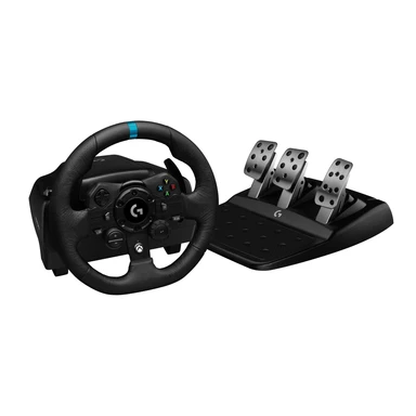 Logitech G923 TrueForce Gaming-Rennlenkrad mit Pedalen, Force Feedback bis zu 1000 Hz, reaktionsfähiges Kupplungspedal, Doppelkupplungssystem – für Xbox Series X|S, Xbox One/PC, UK-Stecker – Schwarz