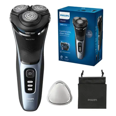 Philips Series 3000 Wet and Dry Electric Shaver for Men, Up to 60-min Cordless Runtime, 5D Pivot & Flex Heads for Even Results,PowerCut Blades, S3243/12