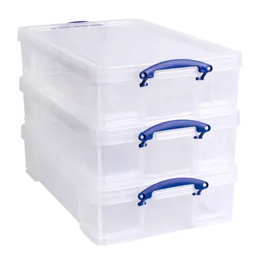 Really Useful Plastic Storage Box 33L Clear (Pack of 3)