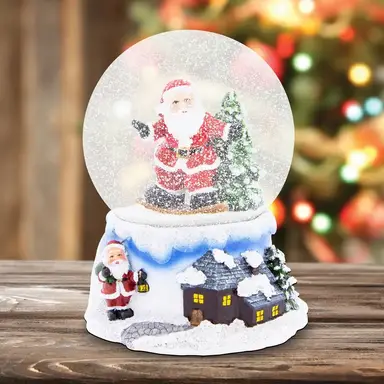 Christmas Workshop Musical Santa Snow Globe