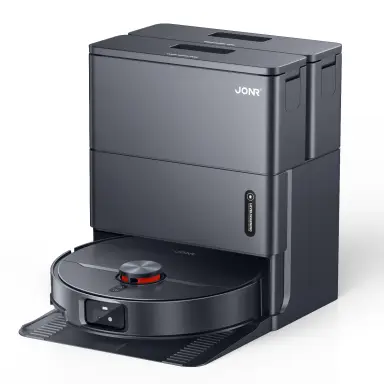 JONR Aspirateur de robot X1 Max All-in-One, bras doubles extensibles avec une puissance d'aspiration de 20kpa, lavage à eau chaude dynamique de 75 ℃ + séchage à air chaud de 45 ℃, épilation sans enchevêtrement, évitement d'obstacles AI
