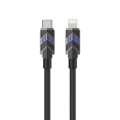 PAVAREAL Q53PD 30W automatic power-off&color changing zinc alloy super fast charging data cable  black