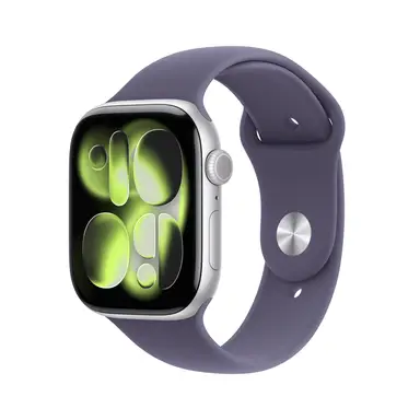 Apple Watch Series 11 GPS 46mm Silber Aluminiumgehäuse mit Purple Fog Sportarmband - M/L