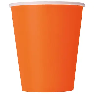Unique Party Paper Cups, Orange, 266ml, 14 Pack