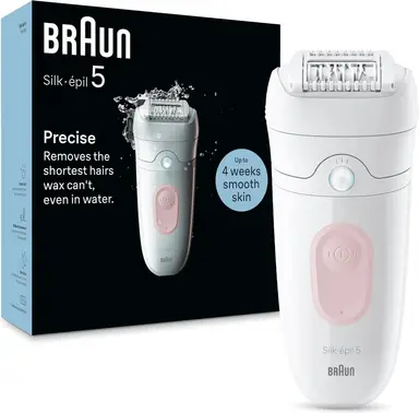 Braun Silk-épil 5, Epilator For Easy Hair Removal, Lasting Smooth Skin, 5-000, White/Flamingo