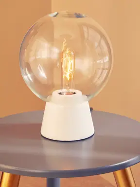 Interiors by Premier Table Lamp Lamonte Globe Marble White 28cm