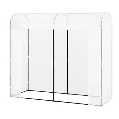 WOLTU Tunnel-Garten-Gewächshaus, Pflanzenschutz im Freien, PE-Netz und verzinkte Stahlrohre, aufrollbare Tür mit Reißverschlüssen und 2 Seitenfenstern, 170x68x200 cm, Weiß