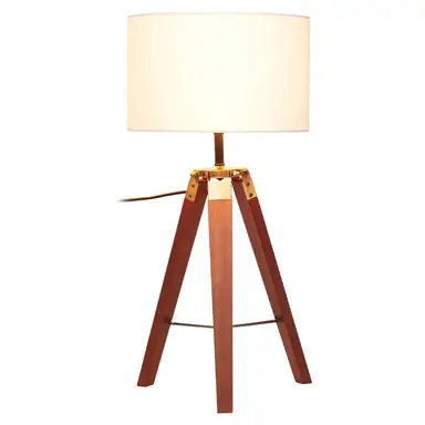 Interiors by Premier Table Lamp Malvern Pine Tripod Natural/Cream H:66cm
