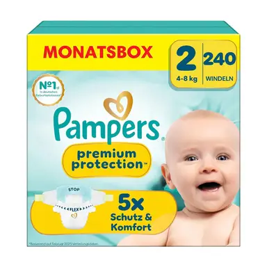 Pampers Premium Protection New Baby Größe 2 Mini 4-8kg Monatsbox 240 Stück