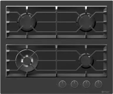 Wiggo WH-G634GR(B) Gaskookplaat - 4 Branders - RVS Afwerking - Gietijzeren Rosten - Veiligheidskleppen