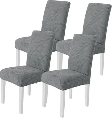 YSTYLE Dining Chair Covers Seat, Chair Slipcover for Dining Room, 4 Pieces, WHD, Light Grey