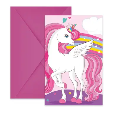 Unicorn Rainbow Invitations 6 Pack