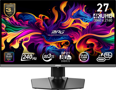 MSI MPG 272URX QD-OLED 27" Gaming Monitor | 4K UHD | 240 Refresh Rate | 0.03ms Response Time | Adaptive Sync