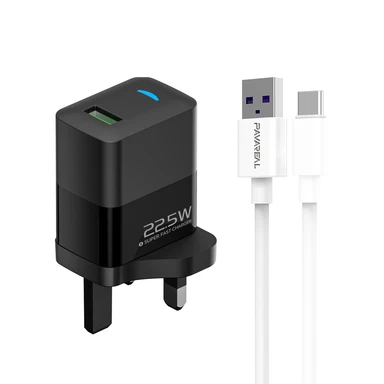 PAVAREAL K103 British Standard 22.5W Fully Compatible Black Charger TYPE-C Set