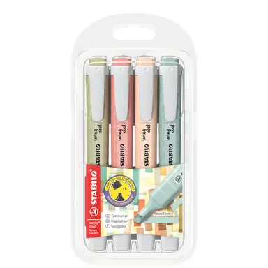 STABILO Swing Cool NatureCOLORS - Highlighter - Pack of 4 - Assorted Colours