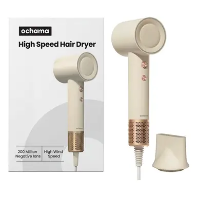 ochama Upgraded High-Speed Hair Dryer, 2 Speed & 4 Temperature Settings, 1600W High Power, 110,000 RPM, Only 360g, Negative Ions Hair Care, Fast Drying, Portable Hair Dryer