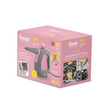 Swan x TV's Queen of Clean Handheld Steam Cleaner, 3 Steam Pressure Settings, 9 Attachments, 5 m Cable, 220 ml Tank - Pink, SC17350QOCN