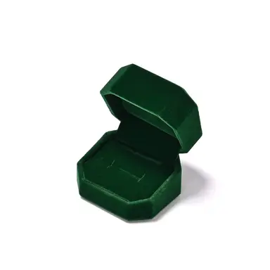 Oirlv Octagonal Velvet  Ring Box for Proposal Engagement 2-slot Jewelry Ring Gift Box Size 6*5.5*4cm