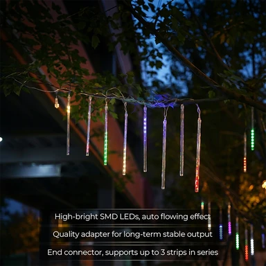 M.TK Lichtslang Meteor Shower met 15 buizen, 720 LED's vallende regendruppel lichtsnoer, waterdicht ijspegel sneeuwval lichtsnoer voor kerstboom (multicolor)