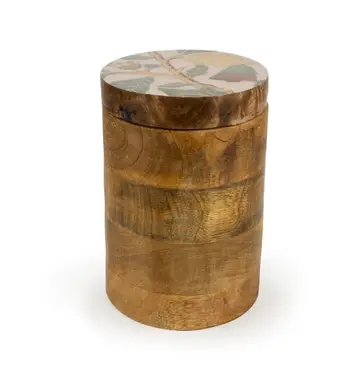 Candlelight Decorative Storage Cannister Vintage Fruits Mango Wood H:15.5cm