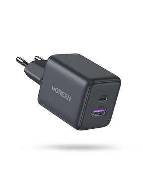 UGREEN 30W Dual Port GaN-oplader 1A1C, compatibel met iPhone 17/16/15, iPad Pro, Pixel 9, Samsung Galaxy S24/S23, Tab A8/S8, enz.