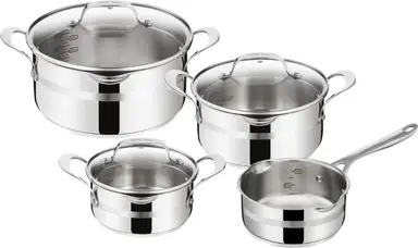 Jamie Oliver by Tefal Cook Smart Kookpannenset 4-delig - RVS - Deksels met Schenktuiten - Inductie