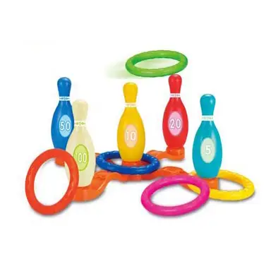 2-in-1 Bowling and Ring Toss Game Set for Kids, Durable PP Plastic Fun Indoor/Outdoor Activities