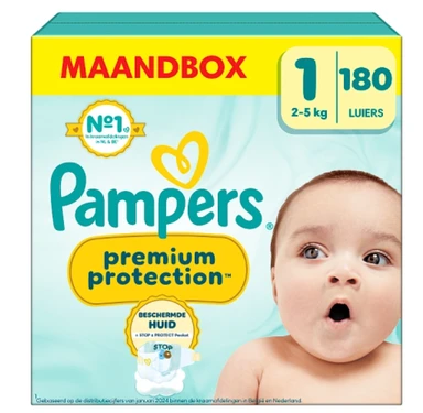Pampers Premium Protection Luiers Maat 1 – 180 Luiers (Voordeelverpakking)