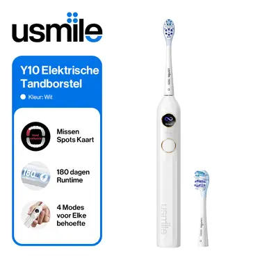 usmile Y10 Elektrische Tandenborstel met Slim Scherm, 4 Reinigingsmodi, Slimme Sonische Tandenborstel met Timer en Drukregeling, Eén Oplading Gaat 180 Dagen Mee