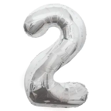 Unique Party Giant Number 2 Balloon, Silver, 86cm