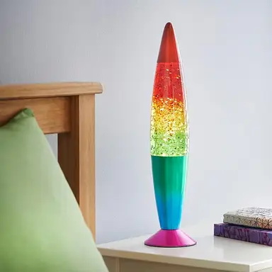 GLOBAL GIZMOS Lava Lamp Rocket Rainbow Glitter Multicolour