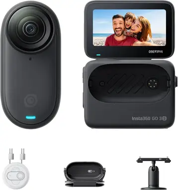 Insta360 GO 3S 128 GB - Portable 4K Mini Camera, Handheld POVs, Mountable Anywhere, Stabilization, 140-Minute Battery, 10m Waterproof, AI Editing, Apple Find My, Black, for Vlogs, Travel, Outdoor Activities