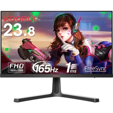 KOORUI 24" Gaming-Monitor, FHD, VA, 165Hz/1ms, Adaptive Sync, DCI-P3 85%, 2×HDMI, DP, Neigbar, Schwarz 24E4