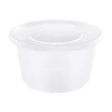 ochama 50-teiliges Set aus Einweg-Menüboxen, rund, extra dick, mit Deckel, Kunststoff, für Camping, Picknick und Ausflüge, 500 ml