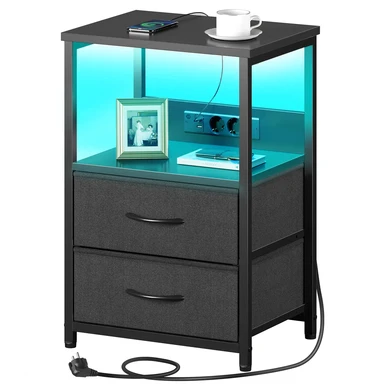 Alpicool Kleintischlampe mit Dualstecker-Adapter und 2 USB-Anschlüssen – für Schlafzimmer, Wohnzimmer, Sofa, Bett