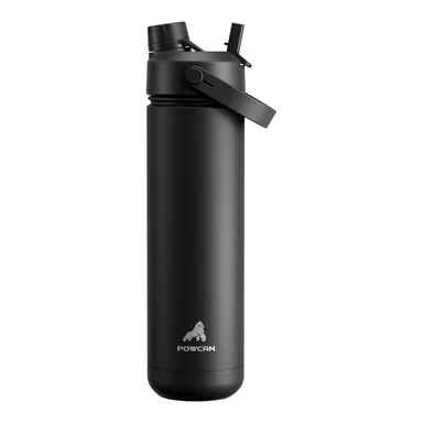 POWCAN by Meoky 26oz Dual-Opening Sports Water Bottle with Carry Handle –Black