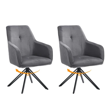 Kaufhof eetkamerstoel van fluweel met draaifunctie en returnfunctie, 2-delige set, grijs