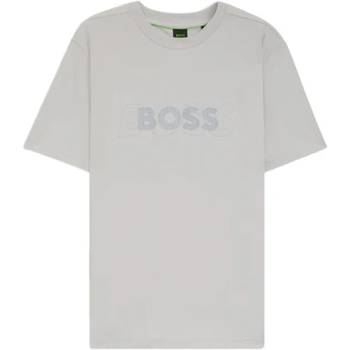 BOSS Stretch-cotton T-shirt with Contrast Logo - Grey