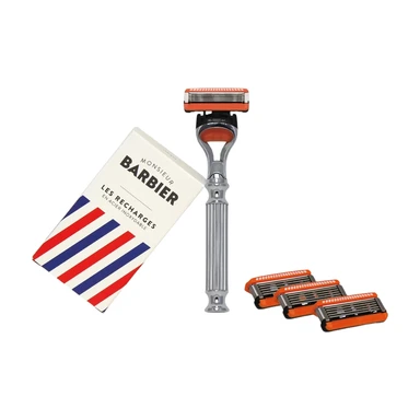 MONSIEUR BARBIER - Kit Rasage L'Explorer (Compatible Fusion) - 1 Rasoir 5 Lames