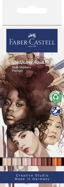 Duo aquarelmarker Faber-Castell Goldfaber etui 6 stuks      Portrait