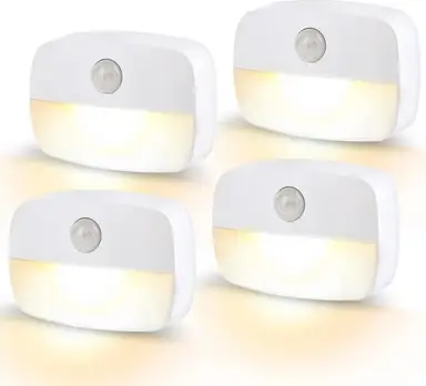 VIVREAL Lot de 4 veilleuses LED à détecteur de mouvement - Blanc