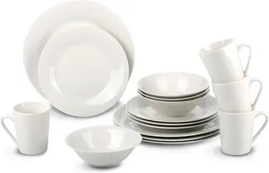 Alpina aardewerk diner set - 16 stuks, crème, service voor 4