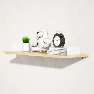 KAPANOU Floating Shelves for Wall， Modern Hanging Bookshelf with White Metal Brackets for Office Decor， Wooden Wall Mounted Shelf for Farmhouse Kitchen Bathroom Bedroom， Rustic Brown, New Year Sale , Top gift picks