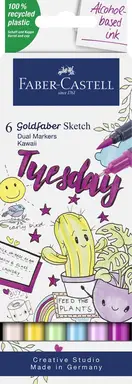Faber-Castell Goldfaber Sketchmarker Etui 6 stuks Kawaii op alcoholbasis
