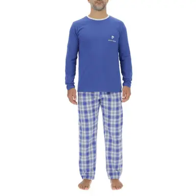 PIERRE CARDIN Pyjama pour homme ENL bleu royal/gris clair - Taille XL